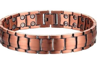 Pure Copper Magnetic Therapy Bracelet Link Design Etsy