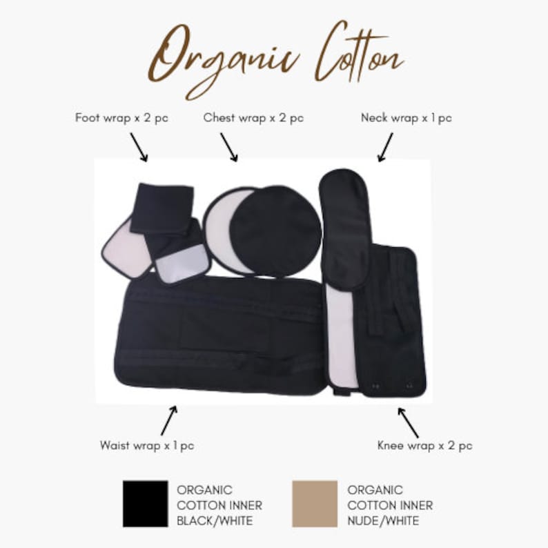 8 Piece Organic Cotton Castor Oil Pack Reusable Detox Compress Kit for Natural Toxin Removal Bild 2