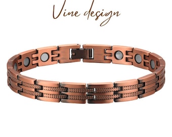 Pure Copper Magnetic Therapy Bracelet - Vine Design - Women's Bracelet with Clasp