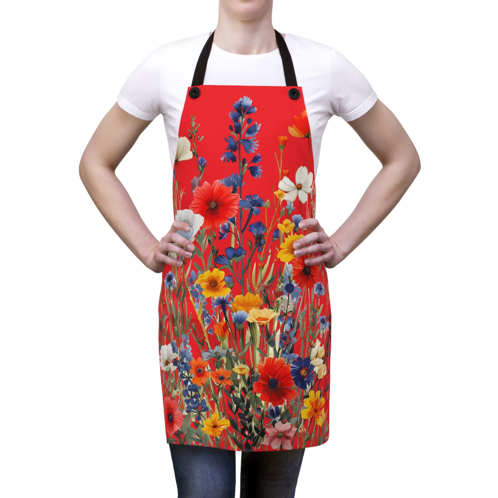 Apron (AOP), Apron With Flowers, Flowered
