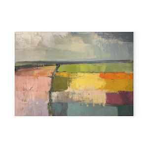 Glass Cutting Board, Glass Cutting Board with colorful landscape scene, Abstract landscape on glass cutting board, Kitchen Tools,