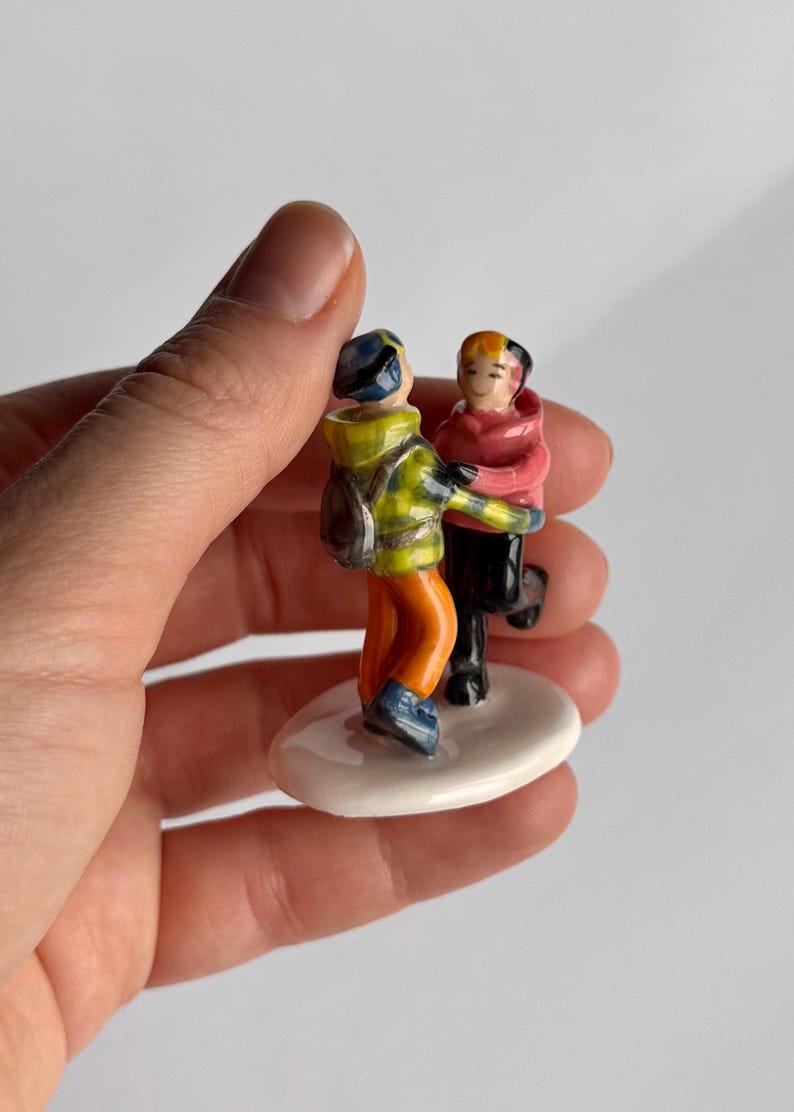 Ceramic sculpture of couple or family created from photos, handcrafted collectible figurine