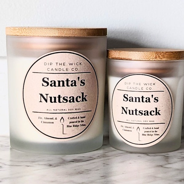 SANTA'S NUTSACK Soy Candle - Christmas Candle, Holiday Candle, Winter Candle, Funny Candle, Holiday Decor, Christmas Gift, Christmas Scent
