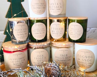 Scented Christmas Candle Set: YOU PICK THREE - Soy Wax, Christmas Gifts, Funny Candles, White Elephant Gifts, Secret Santa Gifts