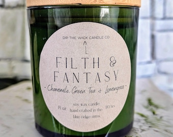 FILTH & FANTASY Soy Wax Candle -  Wedding Gift, Gift for Him, Funny Candle, Gift for her, Clean Candle, Fresh Candle, Herbal Candle