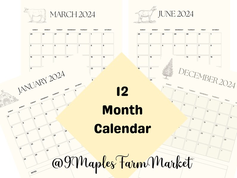 Homestead Calendar 2024, Farm Planner, Farmhouse Organization