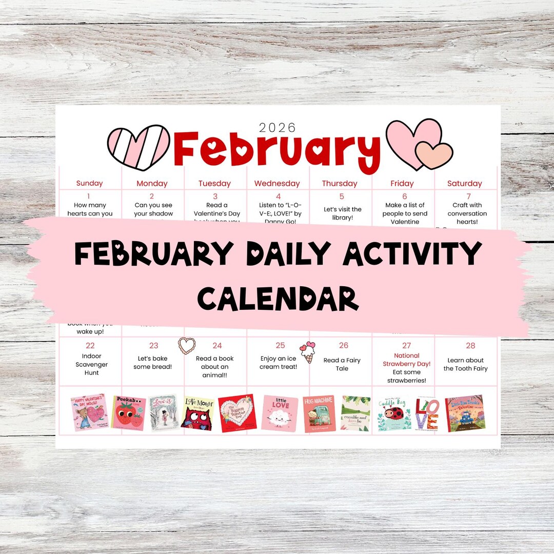 February Daily Activity Calendar for Busy Moms - PRINTABLE - Etsy