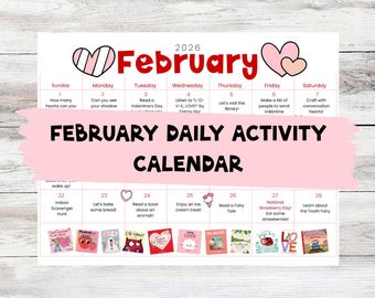 February Daily Activity Calendar for Busy Moms - PRINTABLE