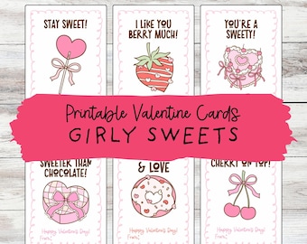 Girly Sweets Printable Valentine Cards