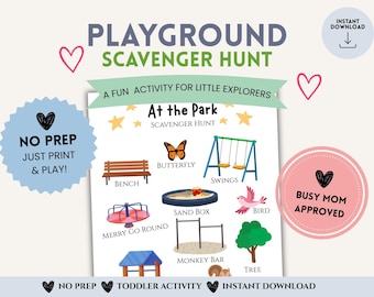 Park Scavenger Hunt Printable for Toddlers | No Prep Outdoor Activity | Playground Scavenger Hunt | Busy Mom Approved | Kids Printable Game