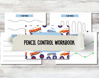 Pencil Control Workbook Tracing Fine Motor Skills Instant Download Homeschool Worksheets
