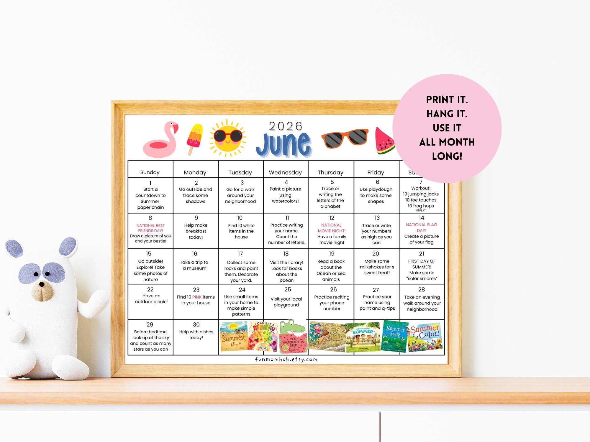 June Kids Activity Calendar | Preschool, Toddler, Homeschool Fun (PDF ...