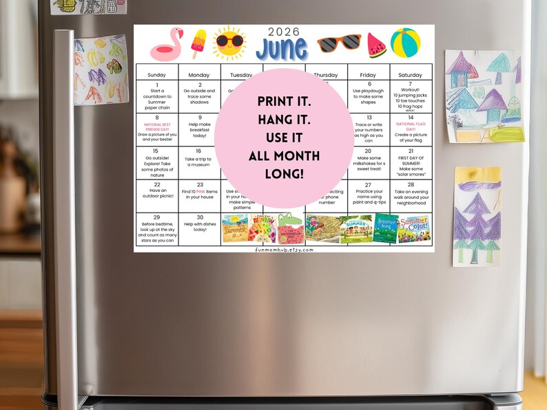 June Kids Activity Calendar | Preschool, Toddler, Homeschool Fun (PDF ...