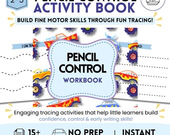 Printable Toddler Activity Workbook Ages 2-5 | Pencil Control & Tracing Practice | Fine Motor Skills | No Prep Preschool PDF