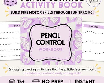 Printable Toddler Activity Workbook Ages 2-5 | Pencil Control & Tracing Practice | Fine Motor Skills | No Prep Preschool PDF