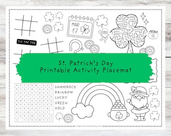 St. Patrick's Day Activity Placemat: Printable Coloring Games (PDF Download)