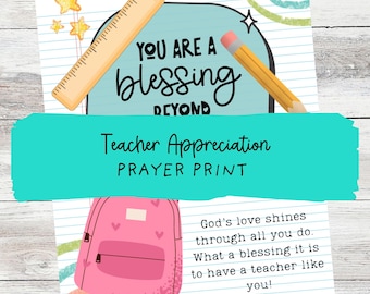Christian Teacher Appreciation Print, 'You Are A Blessing' (Digital Download)