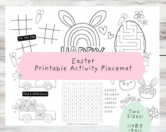 Easter Activity Placemat: Printable Coloring Games (PDF Download)