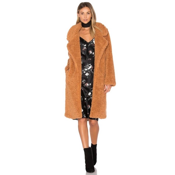 Tularosa Violet Long Shag Coat in Camel