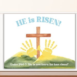 Easter Handprint Art Christian, He is Risen Handprint Craft,  Sunday School Easter Craft, Easter Printable Crafts, He is Risen Craft