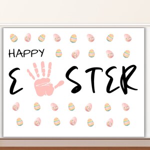 Easter Handprint Art, Easter Craft handprint art, Happy Easter Handprint Easter Printable Preschool, Easter Toddler Handprint Art, Printable