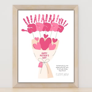 Muttertag Handabdruck Handwerk, Handabdruck Kunst Muttertag, Muttertag Handwerk Kleinkinder, Blumenstrauß Handabdruck Mama Gedicht, bedruckbar