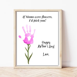 Muttertag Handabdruck Kunst, Muttertag Handwerk, Mom Handabdruck Zeichen, Muttertag Blume Handabdruck Gedicht für Vorschulkinder, Handabdruck Blume