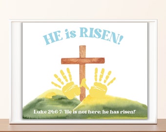 Easter Handprint Art Christian, He is Risen Handprint Craft,  Sunday School Easter Craft, Easter Printable Crafts, He is Risen Craft