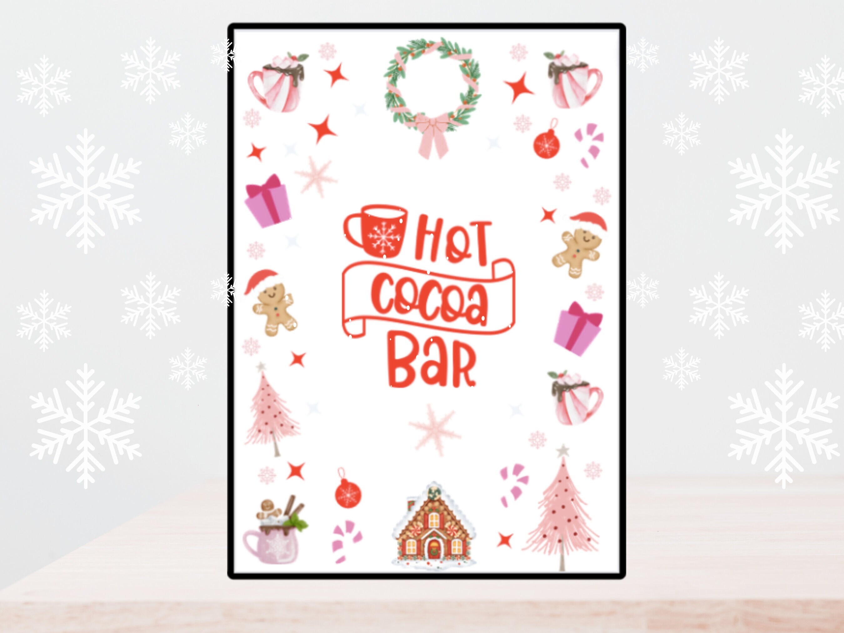 Hot Cocoa Bar Printable Table Sign, Christmas Party Decorations, Hot ...