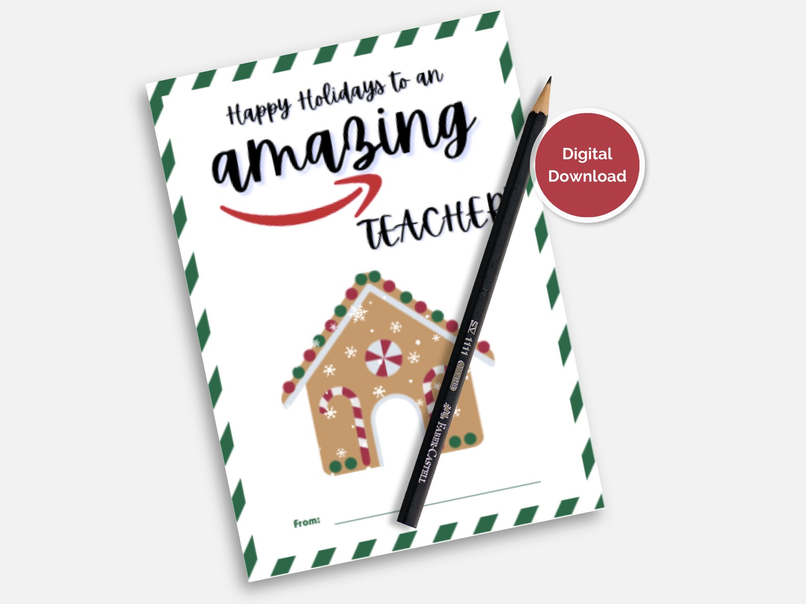 Amazon Gift Card Holder Printable Card Easy Teacher Holiday Etsy