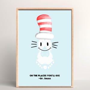 The Cat in the Hat Footprint Art, Read Across America Craft Ideas, Dr Seuss Activities, Printable Dr Seuss Craft Babies, Printable PDF