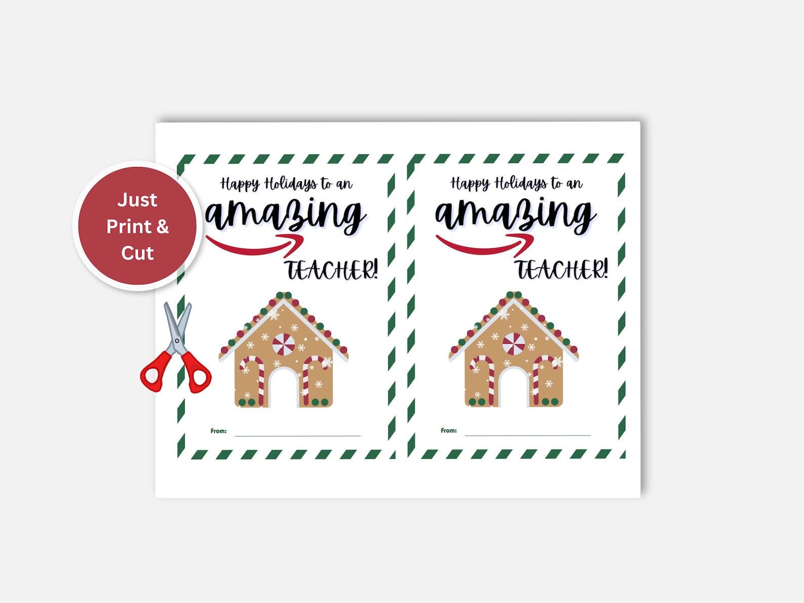 Amazon Gift Card Holder Printable Card Easy Teacher Holiday Etsy