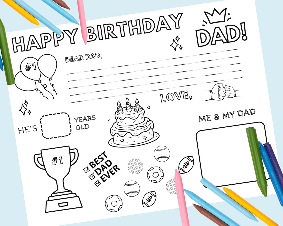 Dad Birthday Printable All About My Dad Coloring Card Dad Activity ...