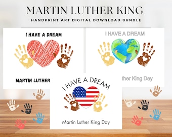 MLK Day Handprint Art, MLK Handprint Craft, I Have a Dream Keepsake, Martin Luther King Day Printable Craft, Black History Month Craft