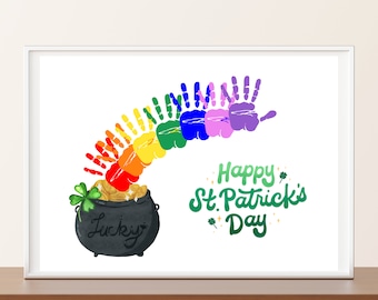 St Patricks Day Handabdruck Kunst, St Patricks Day Kleinkind Handwerk, St Patricks Day Printables, St Patricks Day Printable für Vorschulkinder
