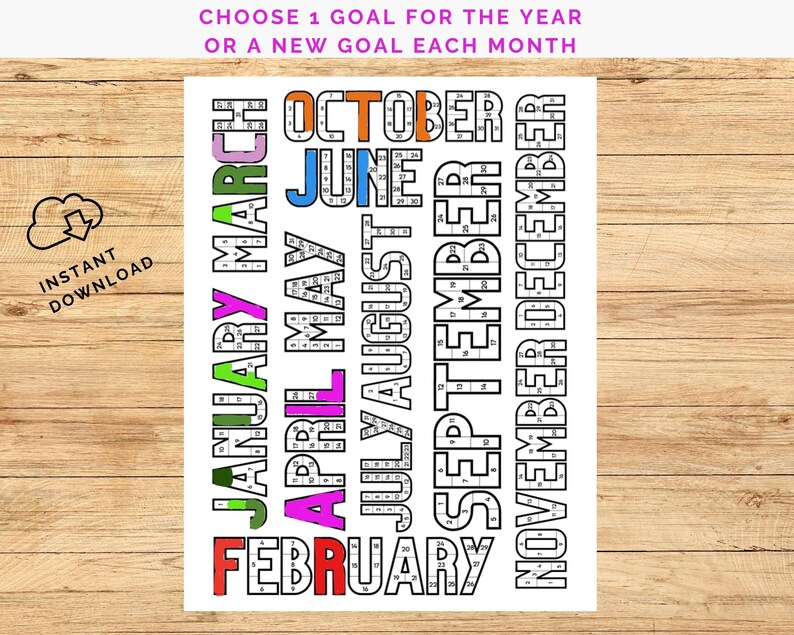 Workout Tracker Coloring, 2024 Daily Habit Tracker PDF, 2024 Habit