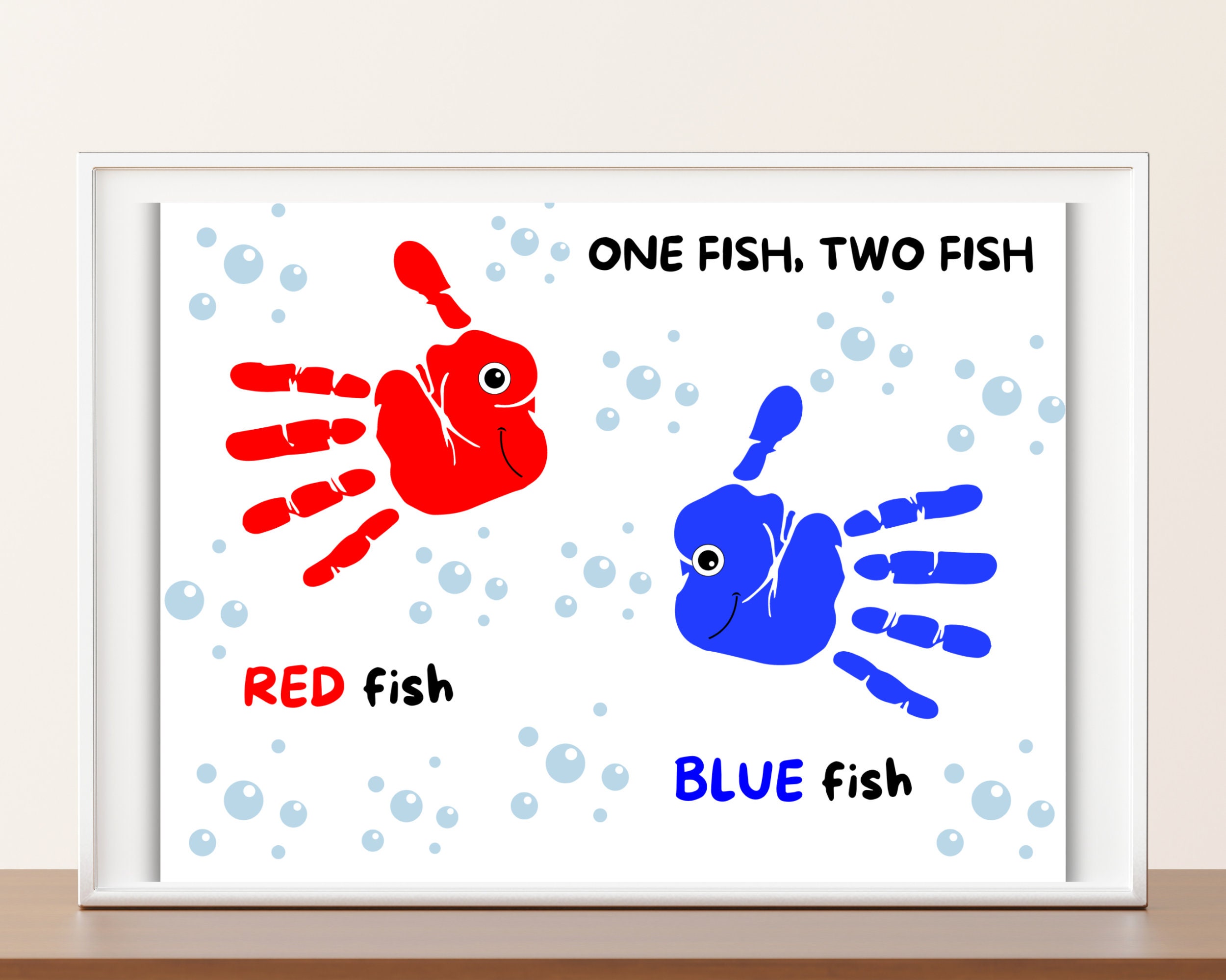 Dr. Seuss Handprint Art Craft, Read Across America Craft, Red Fish Blue ...