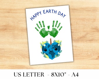 Earth Day Handprint Art, Earth Day Handprint Craft,, Earth Day Printable, Handprint Art Craft Preschool Earth Day Printable
