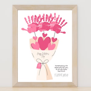 Valentijnsdag handafdrukkunst, valentijnshandafdruk, valentijnsbabyprints, bloemenboeket valentijnsdag, afdrukbare valentijnsknutsels