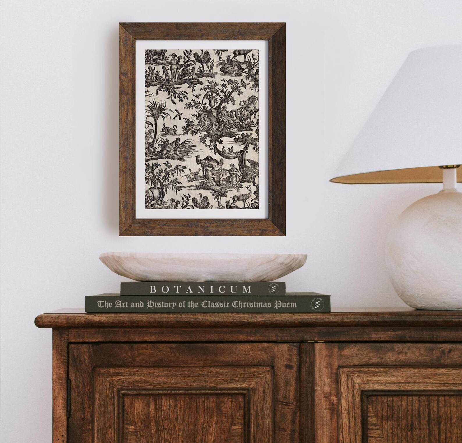 Vintage Black and White Toile De Jouy Wall Art | Neutral Antique French ...