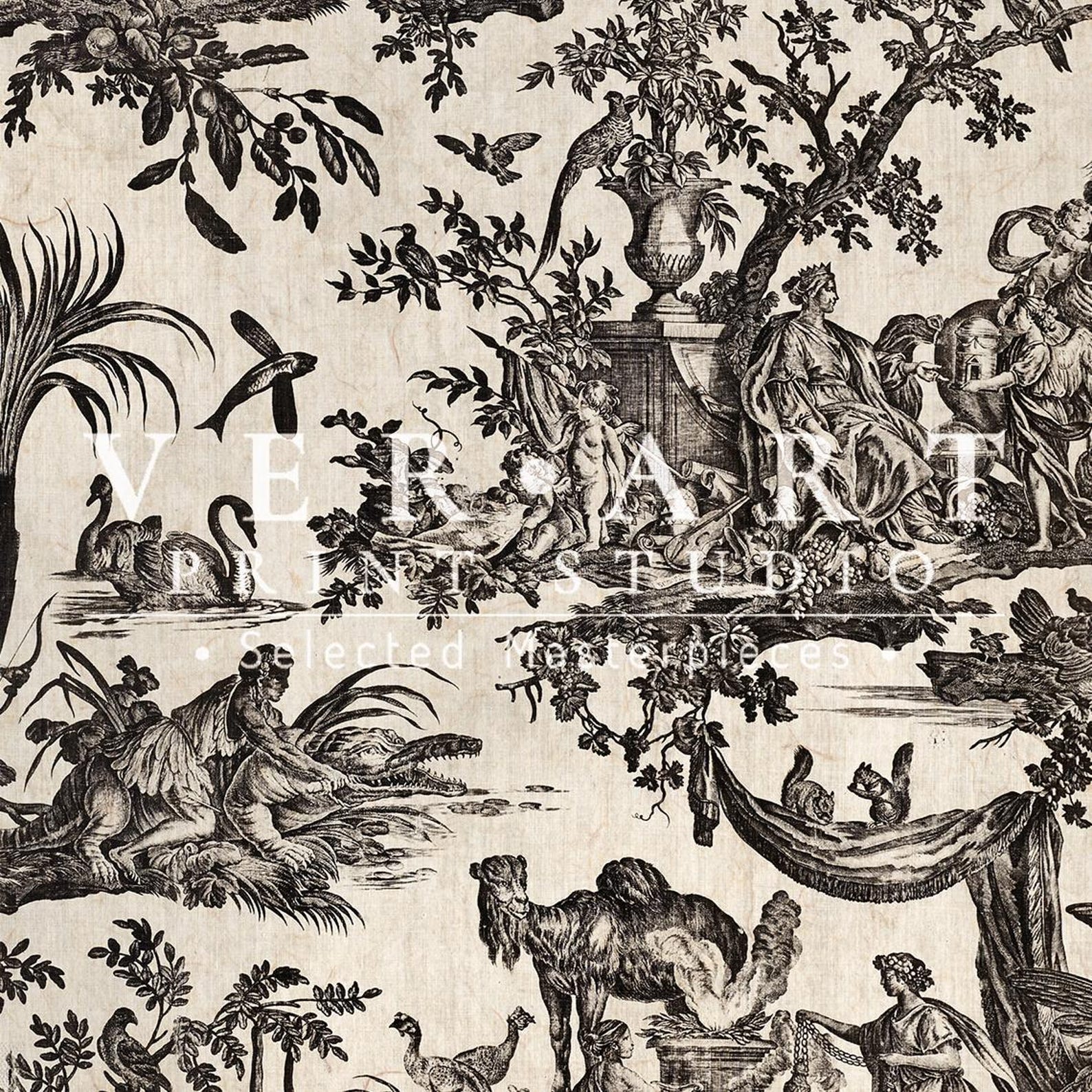 Vintage Black and White Toile De Jouy Wall Art | Neutral Antique French ...