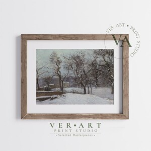 Snowy Woods Landscape Oil Painting Printable Wall Art | Vintage Rustic Digital Download | Moody Winter Forest Scenery Wall Decor | CHRSTMS22