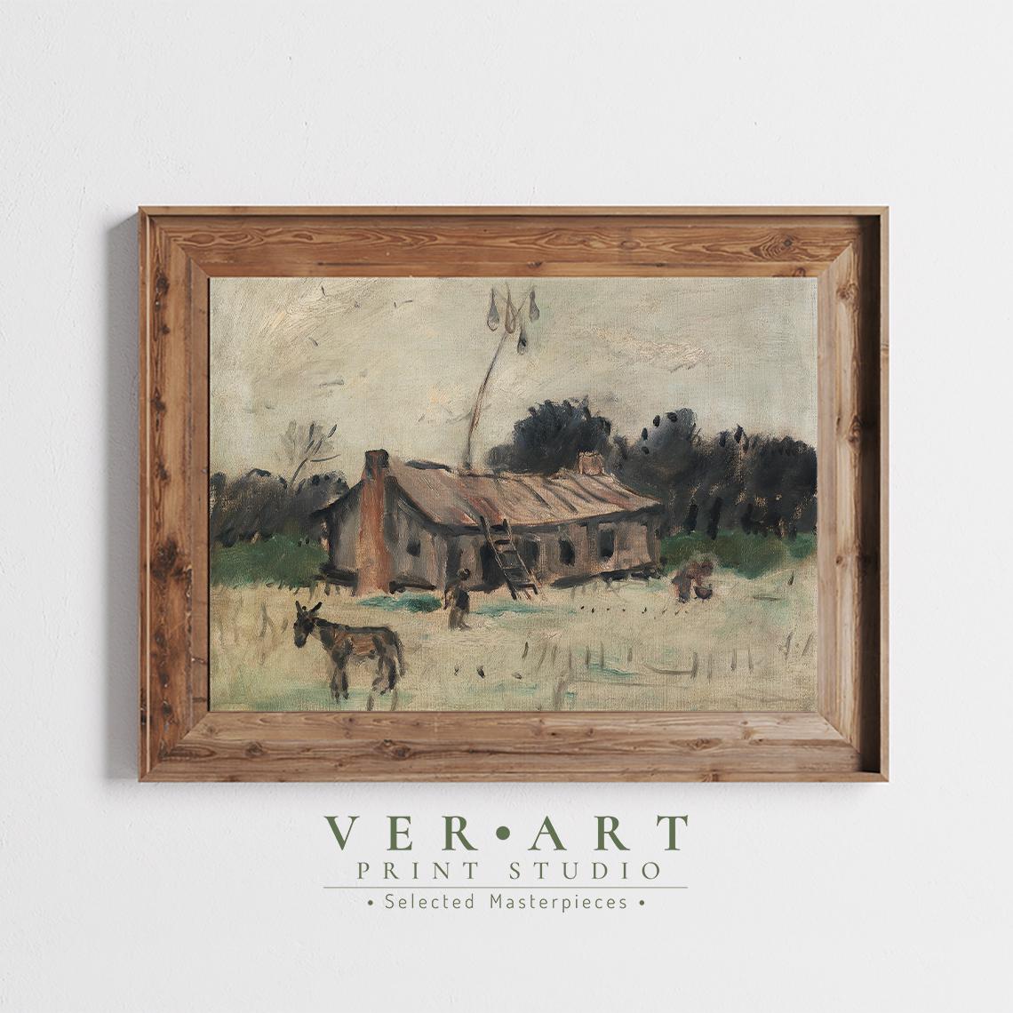 Rustic Farmhouse Wall Art Printable - Vintage Countryside Scene - Home ...