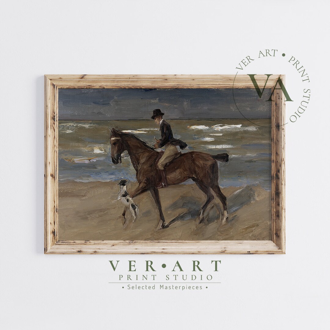 Vintage Horse Oil Painting, Antique Equestrian Printable, Moody ...