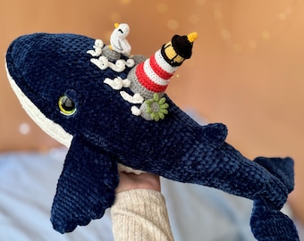 Whale crochet pattern PDF. Amigurumi whale.