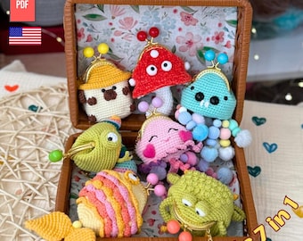 Crochet Wallet-Keychain PDF Pattern – 7 in 1 Digital Download | DIY Crochet Pattern for Gifts and Accessories