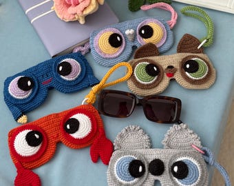 Leuke gehaakte brillenkoker | Handgemaakte brillenhouder | Etui met grappige dierenbril | Uniek cadeau voor haar | Zachte beschermhoes
