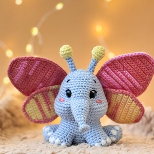 Crochet pattern &quot;Elephant Butterfly&quot;. In English.