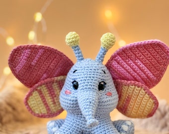 Crochet pattern "Elephant Butterfly". In English.
