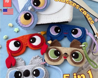 Crochet Glasses Case Pattern | Cute Animal Eyeglasses Holder | Amigurumi Pigeon Crab Koala | DIY Crochet PDF Pattern in English